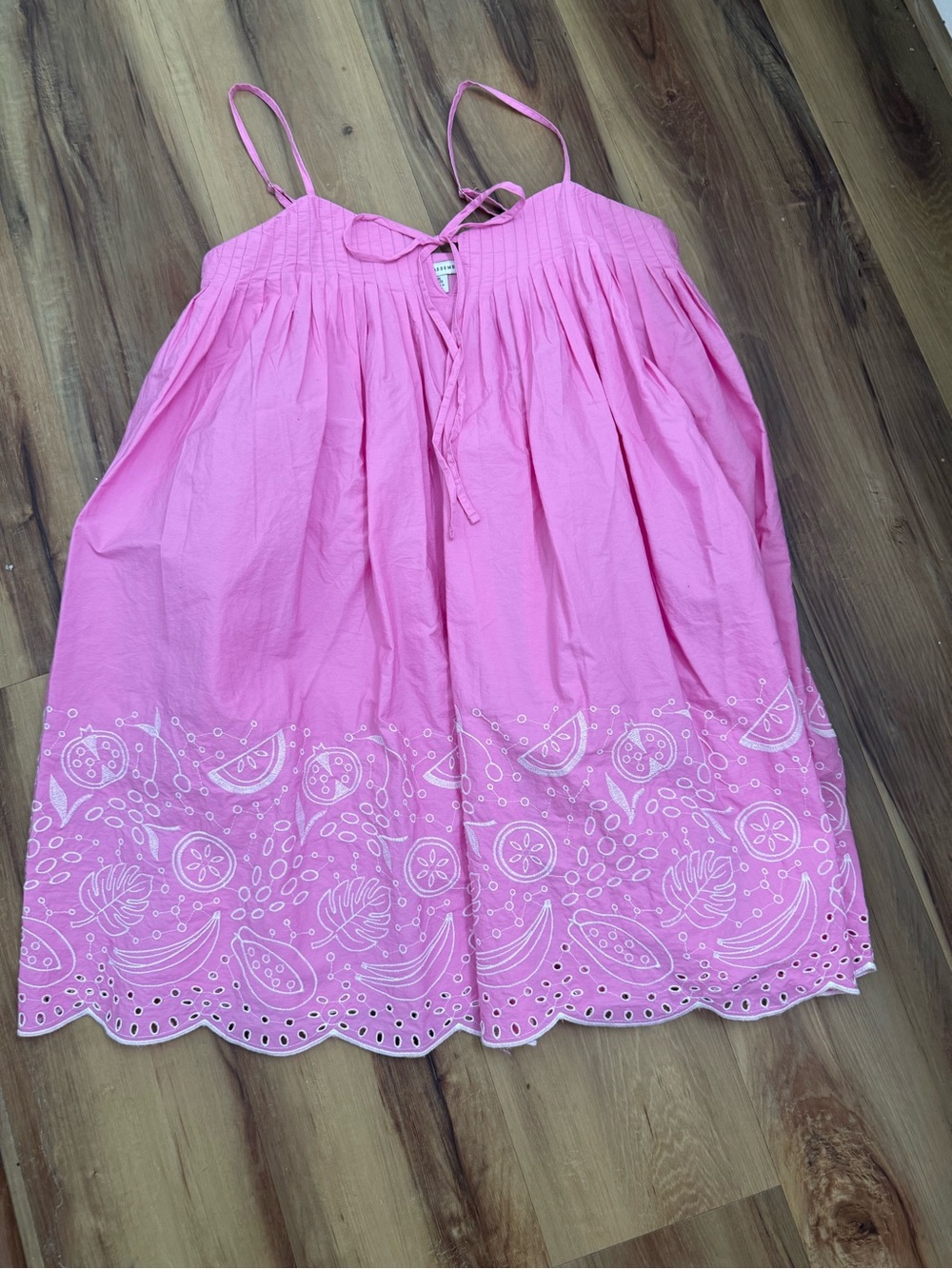 Essentials Pink Eyelet-Trim Mini Dress